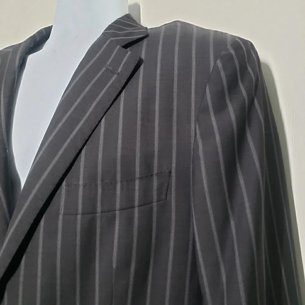 Isaia Napoli Striped Wool Mohair Blazer Double Vented Sport Coat Jacket Mens 54